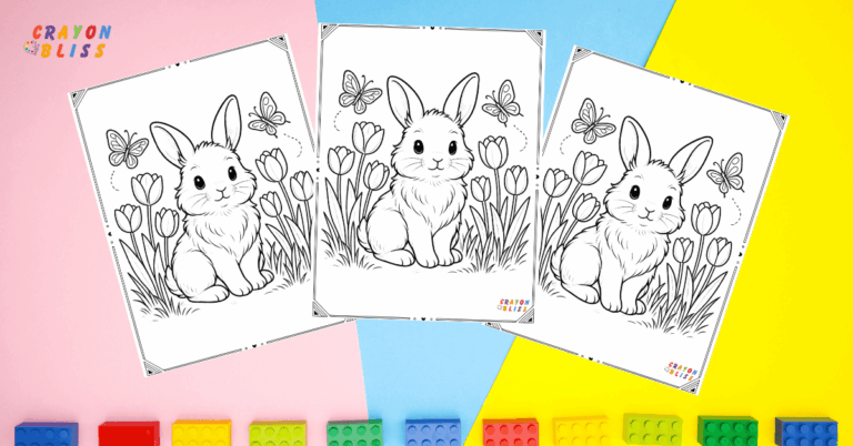 Discover adorable bunny coloring pages for kids and adults. Free printable PDFs featuring bunnies in spring scenes, castles, teacups, and more!